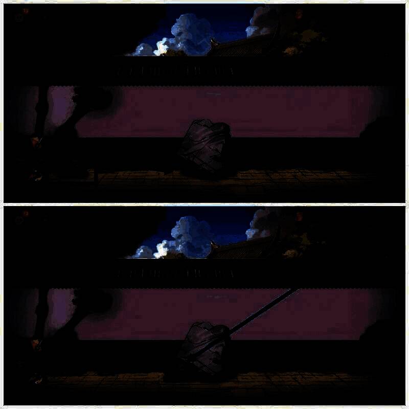 用木棍撬石块画面