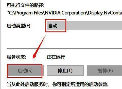 设置nvidia display服务类型为自动并启动操作界面图