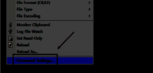 EditPlus软件点击Permanent Settings选项示意图