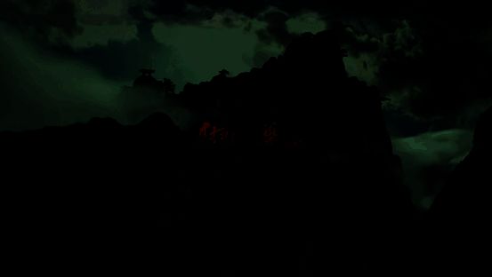 《射雕》游戏画面中的华山主峰，云雾缭绕，气势磅礴