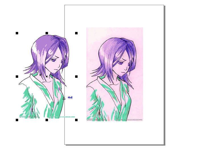 线稿图层被单独拖出，与原图并排显示，清晰展现线稿转换结果