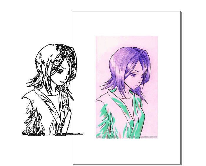 最终效果图呈现，黑白线稿清晰细腻，完美还原漫画人物细节