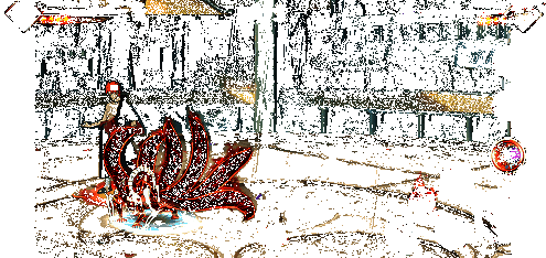 六尾鸣人在多个地形间跳跃，动作流畅自然