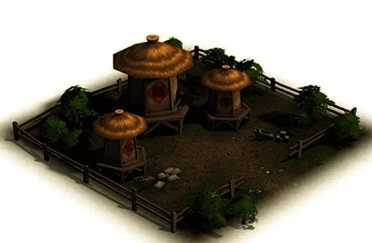 粮仓据点界面展示，补给与断粮两种效果对比图