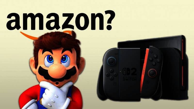 三款任天堂Switch2游戏封面并列展示，背景为亚马逊商品详情页设计风格