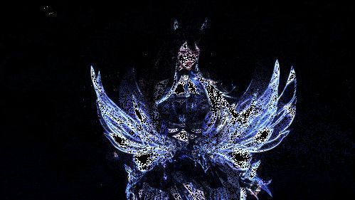 星空下漂浮的少女，头发随风飘动，背景星光闪烁