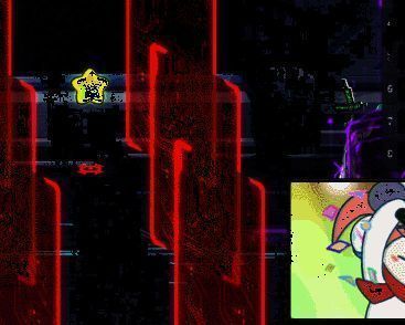 玩家操控角色穿梭于屏障之间，动作流畅且节奏紧凑