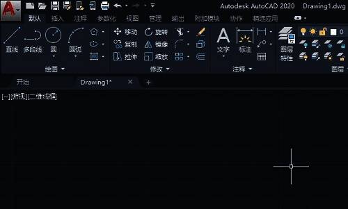 Auto CAD2020主界面截图，突出显示图层特性管理器入口按钮