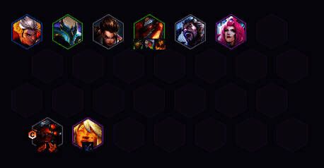 金铲铲之战s14阵容站位示意图，克格莫位于角落安全区域