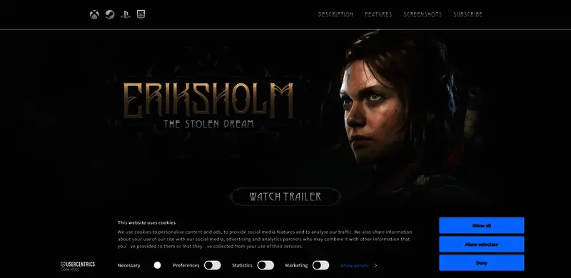 官网页面截图，展示简洁明了的游戏介绍界面