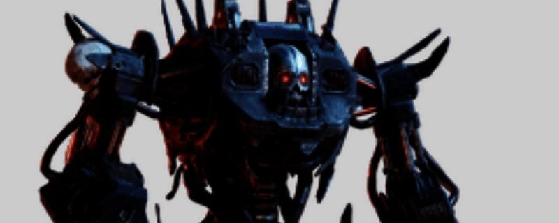 狂暴者正面冲锋画面，手持电锯，全身装甲厚重