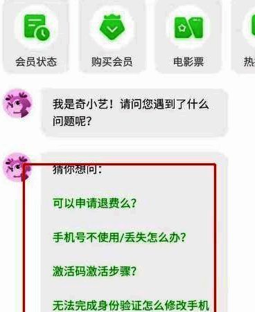 在线客服界面展示问题分类选项，用户可按需选择