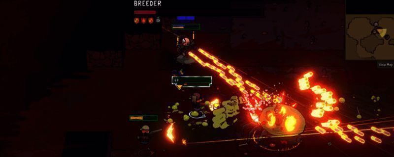 《枪途末路》游戏场景截图，废墟背景中角色持枪警戒，远处有敌人身影出没