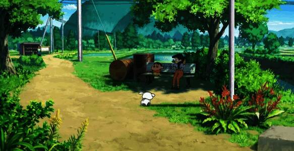 等候椅位置截图，椅子旁有树木遮荫，风景宜人