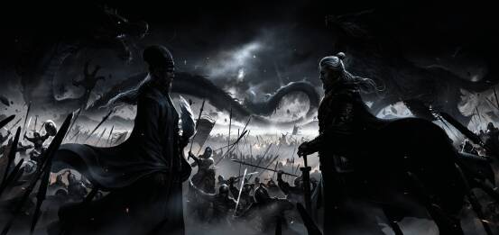 诸葛亮与司马懿对峙场景，身披战甲，神情凝重