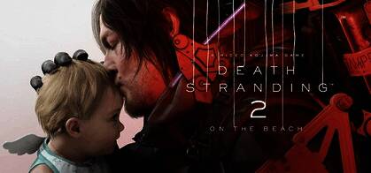 《死亡搁浅2》游戏封面，山姆怀抱孩子洛穿越荒野