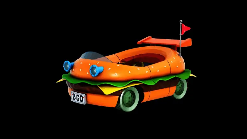 海绵宝宝在游戏中驾驶赛车的精彩瞬间