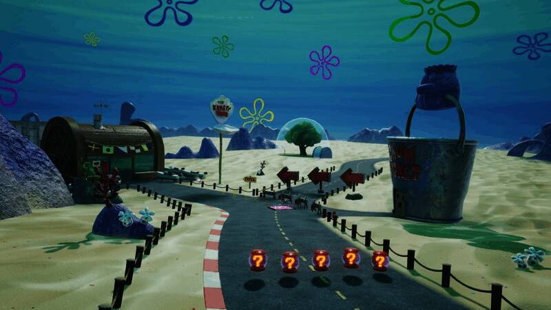 派大星驾驶赛车时的可爱表情特写