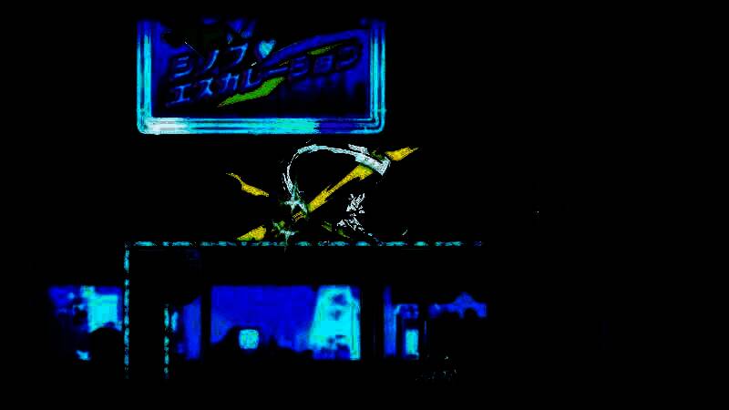 游戏剧情场景图，展现主角乔·武藏面对废墟时的愤怒神情