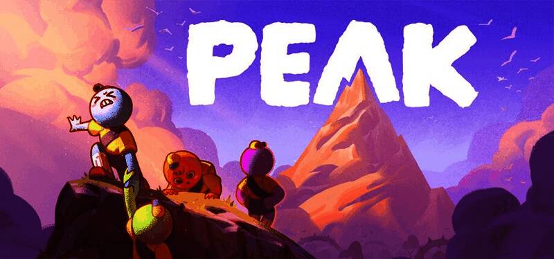 游戏封面图，展示一名探险者在险峻山峰间艰难攀爬的场景