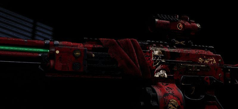 狂怒荣耀涂装枪械开火动图，火焰与弹痕交织展现战斗张力