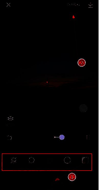 醒图参数调节界面与存为模板按钮位置标注图