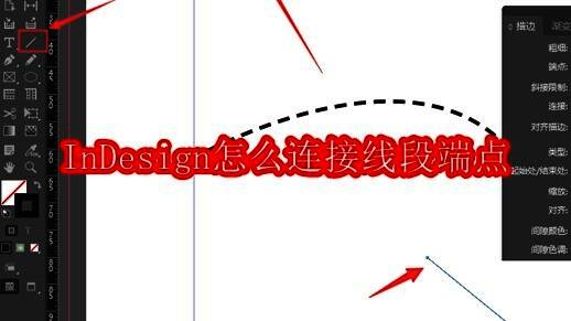 InDesign界面展示，用户正在使用直线工具绘制线条