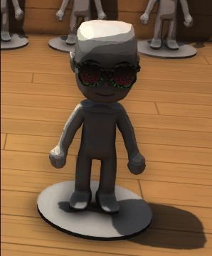 荧光眼镜展示图，镜片散发出柔和光芒