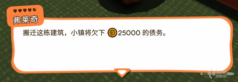 搬迁确认界面显示所需金币及债务情况