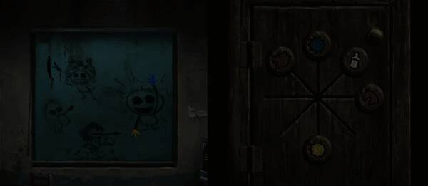 特写镜头展示布满灰尘的窗户，隐约可见用手指划出的独特图案标记