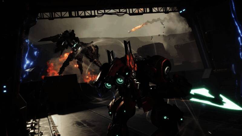 多人在线对战画面，多台机甲在地图中展开激烈交火，场面宏大