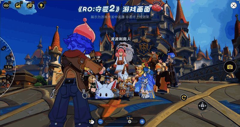 游戏角色手持相机进行拍照动作的特写画面