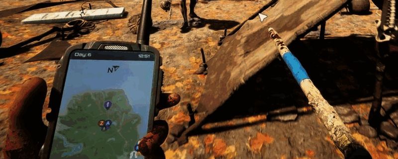 游戏界面展示玩家在野外放置木棍标记