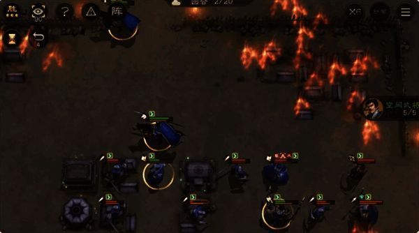 第二回合战斗站位图示，角色分布清晰，战术部署明确