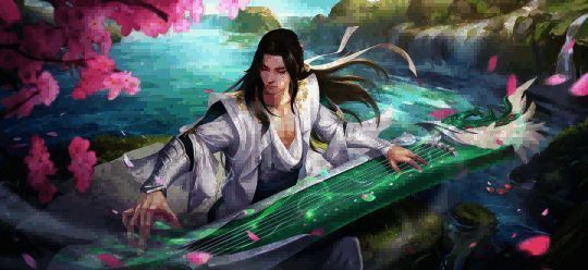 桃花门派技能展示，护盾效果明显，角色周围有治疗光环