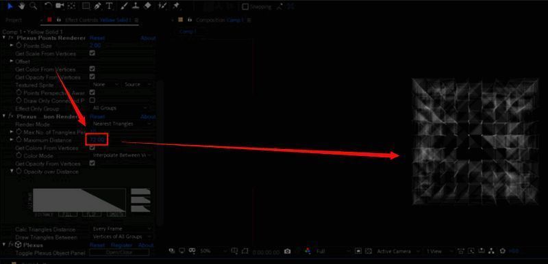 最终效果预览图，屏幕上显示完整的三维三角面结构，线条交错清晰可见