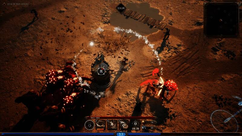 夜晚战场中，建筑设施发出耀眼光芒，照亮四周敌人