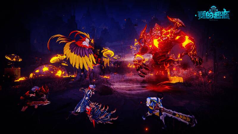 《我的起源》新服开启宣传图，背景为科幻风格星球与角色战斗场景