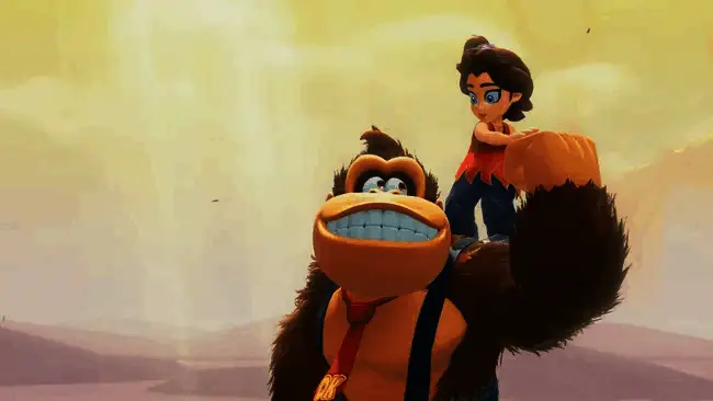 咚奇刚在复杂地形中施展独特动作的实机画面，场景立体感强