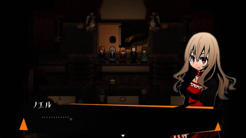 游戏中角色对话画面，背景为废墟城堡，气氛压抑紧张