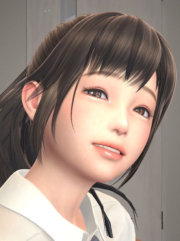 女主侧脸展示，刘海微微飘动，嘴唇细腻红润