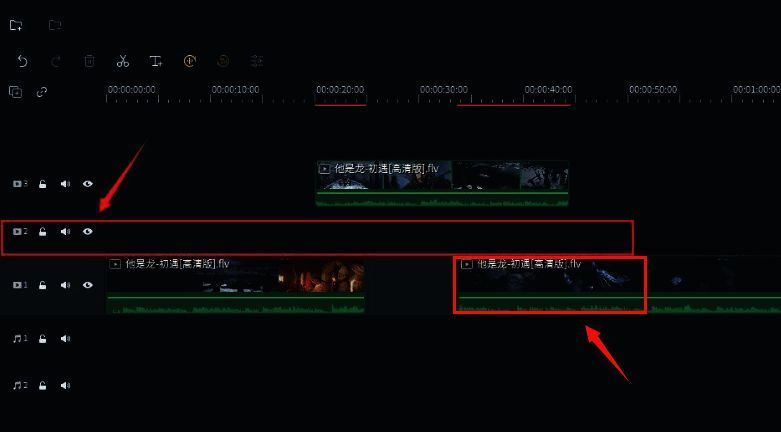 视频片段正在被拖拽至新轨道，时间轴上已成功生成新的轨道层