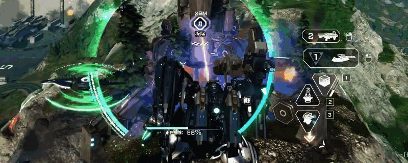 《解限机》中赤霄机甲实战画面，正在开启小黑屋进行安全拆除