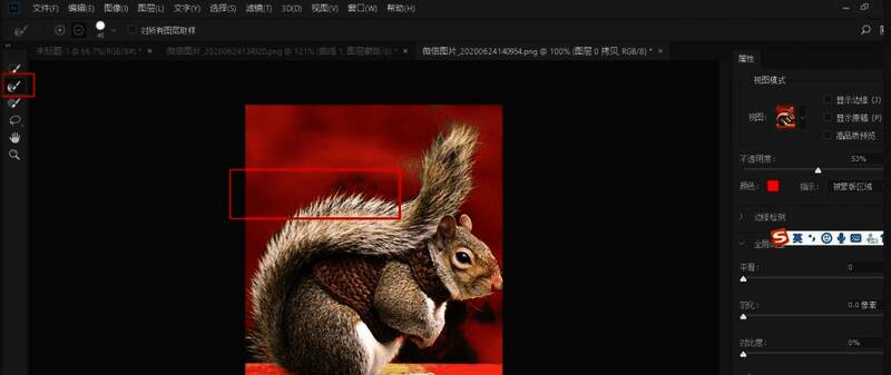 调整边缘画笔工具正在精细处理动物毛发边缘的示意图