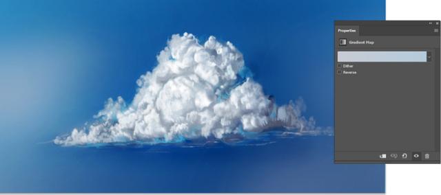 添加浅蓝色渐变映射调整图层