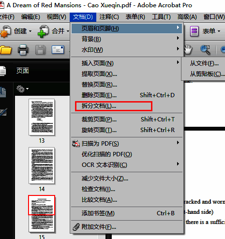 拆分方式选择界面特写，展示多种分割模式选项