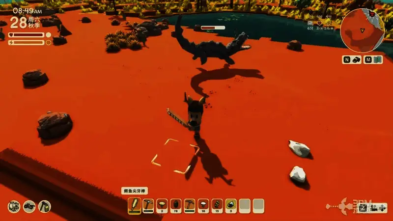 变异鳄鱼跃起释放地刺技能，画面呈现爆炸式特效