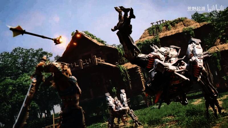 战斗系统演示图，包含跳跃、背刺、盾反等动作操作细节，展现高自由度连招体系