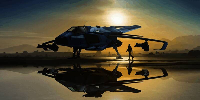 《星际公民》游戏画面展示宇宙中飞船战斗场景，背景为星云与战舰交火特效