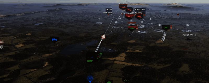 《断箭》空战场景，一架战斗机低空飞行穿越山谷，机身涂装清晰可见